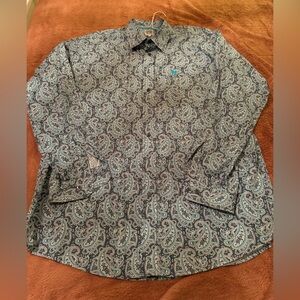 Cinch Blue and Gray Paisley Button Down Shirt